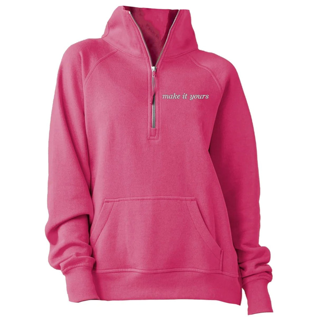 Embroidered 'Mama' Pocket Quarter Zip Sweatshirt