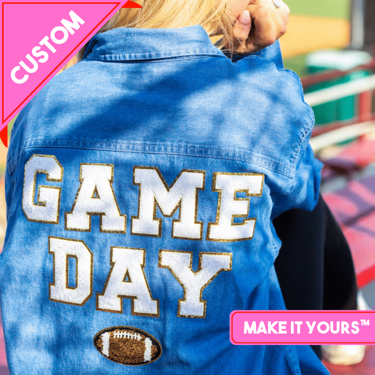 Make It Yours™ Letter Patch Oversized Denim Long Sleeve