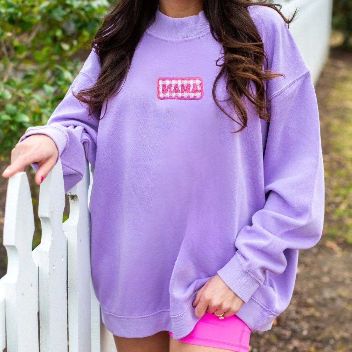'Mama Gingham Patch' Mockneck