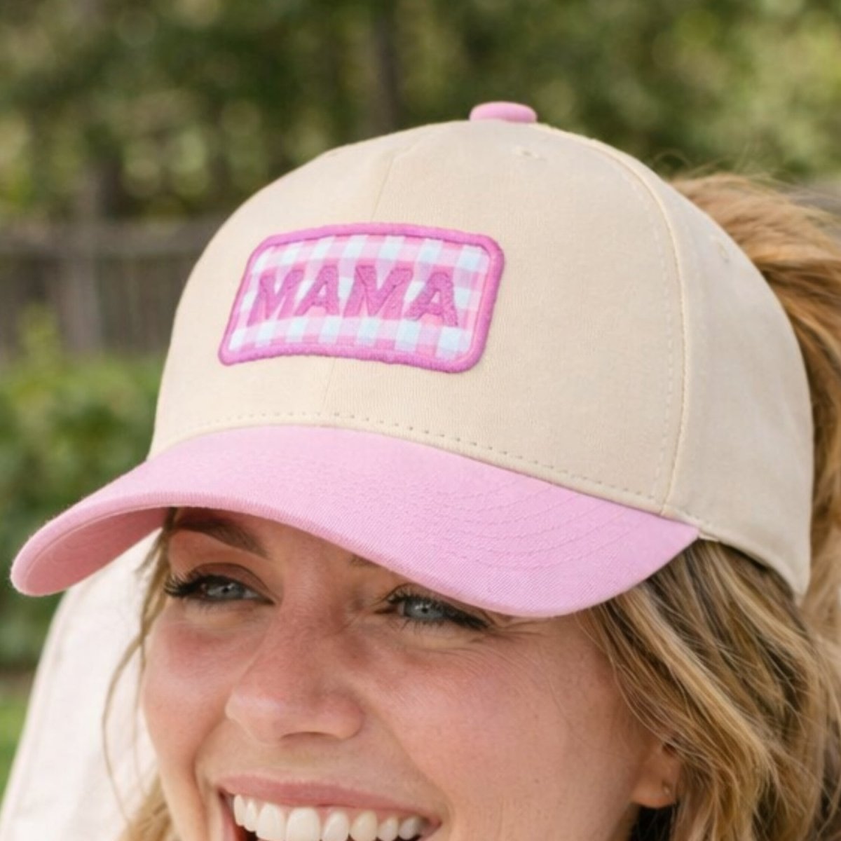 'Mama Gingham Patch' Snapback Trucker Hat
