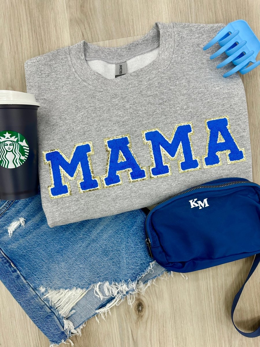 Mama/Mom Letter Patch Crewneck Sweatshirt