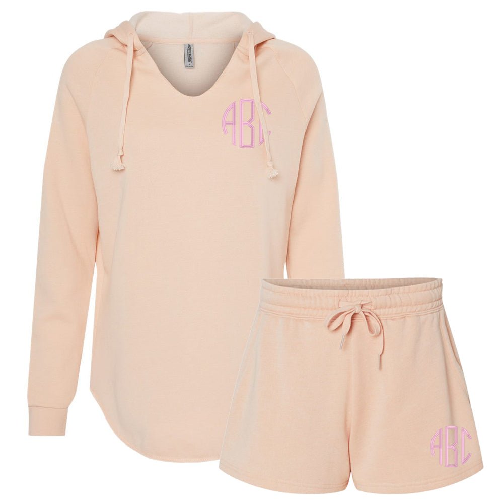 Monogrammed Wave Wash Hoodie & Shorts Set