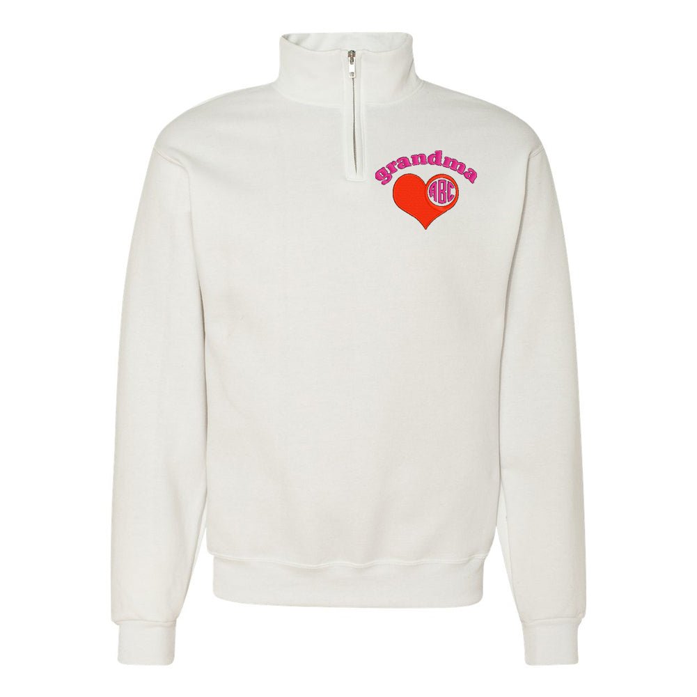 Monogrammed 'Grandma's Heart' Quarter Zip Sweatshirt
