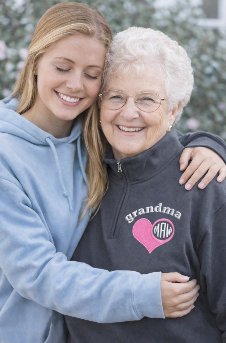 Monogrammed 'Grandma's Heart' Quarter Zip Sweatshirt