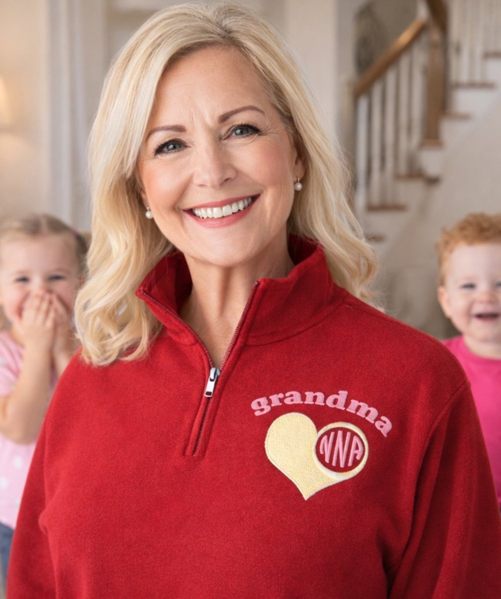 Monogrammed 'Grandma's Heart' Quarter Zip Sweatshirt