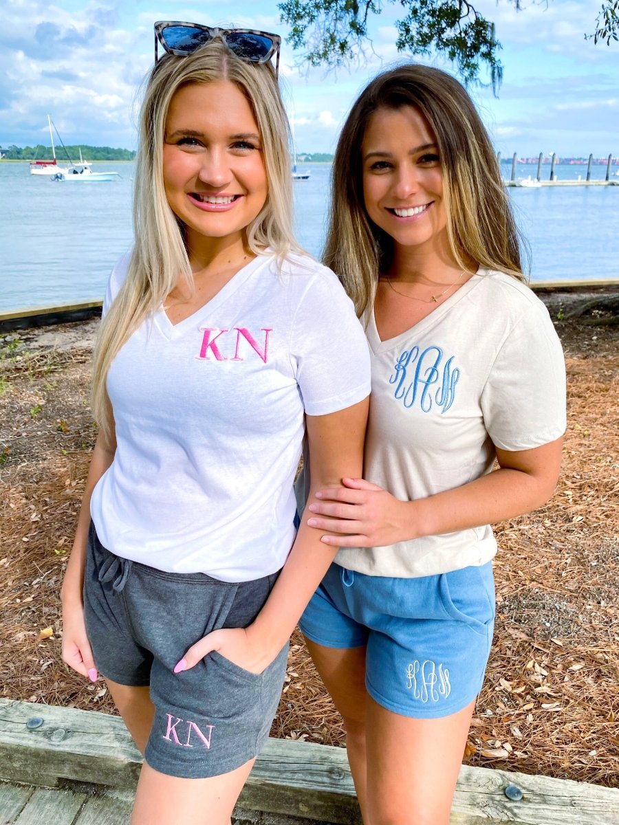 Monogrammed V-Neck & Shorts Set