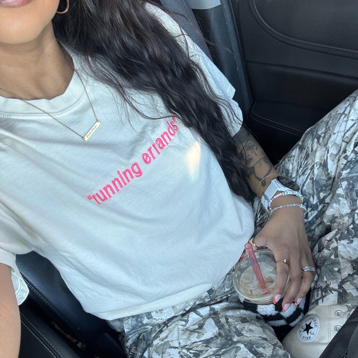 'Running Errands' Embroidered T-Shirt