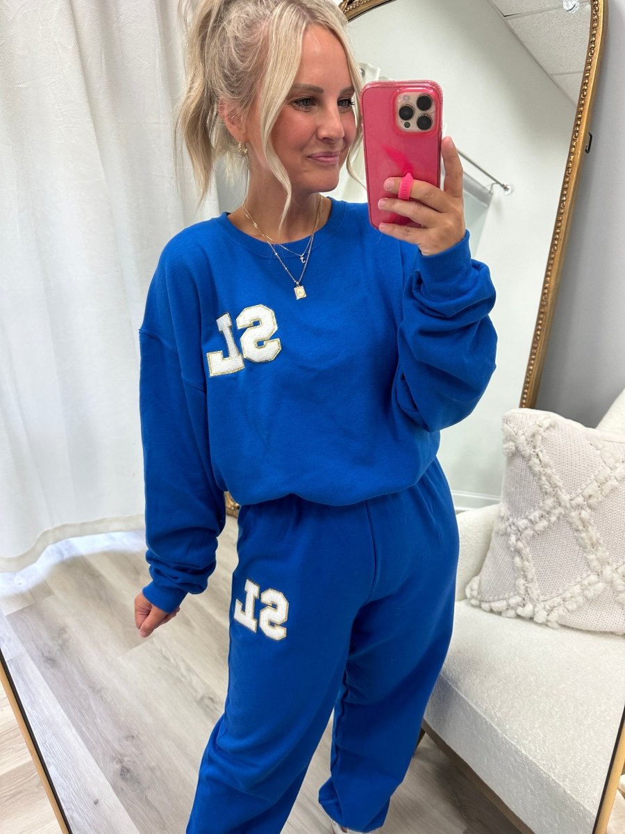 Initialed Letter Patch Sweat Set