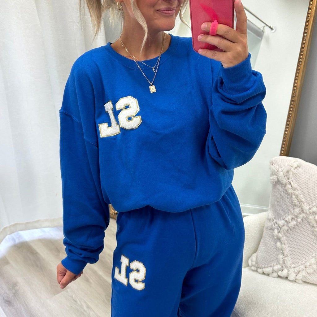 Initialed Letter Patch Sweat Set