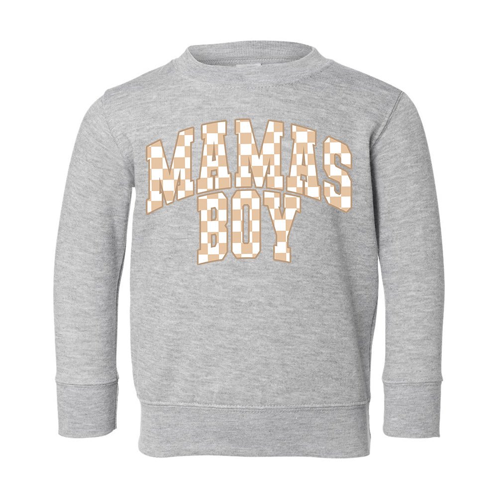 Toddler 'Mini/Mama's Boy Tan Check' Crewneck Sweatshirt