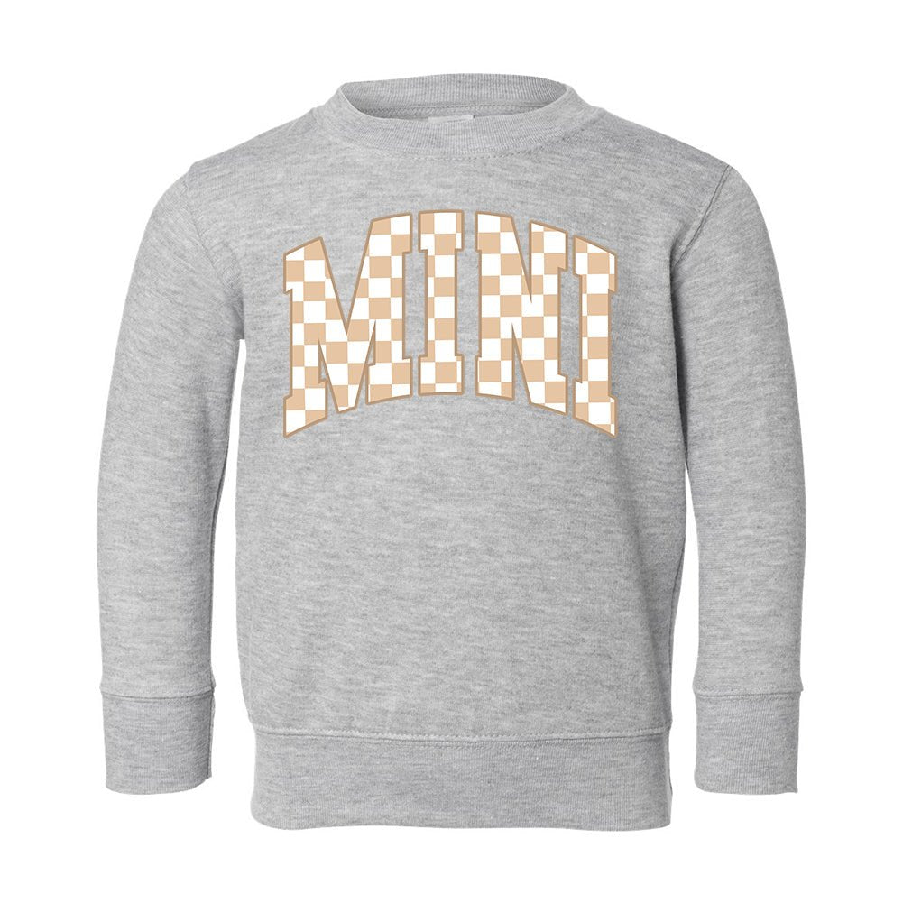 Toddler 'Mini/Mama's Boy Tan Check' Crewneck Sweatshirt