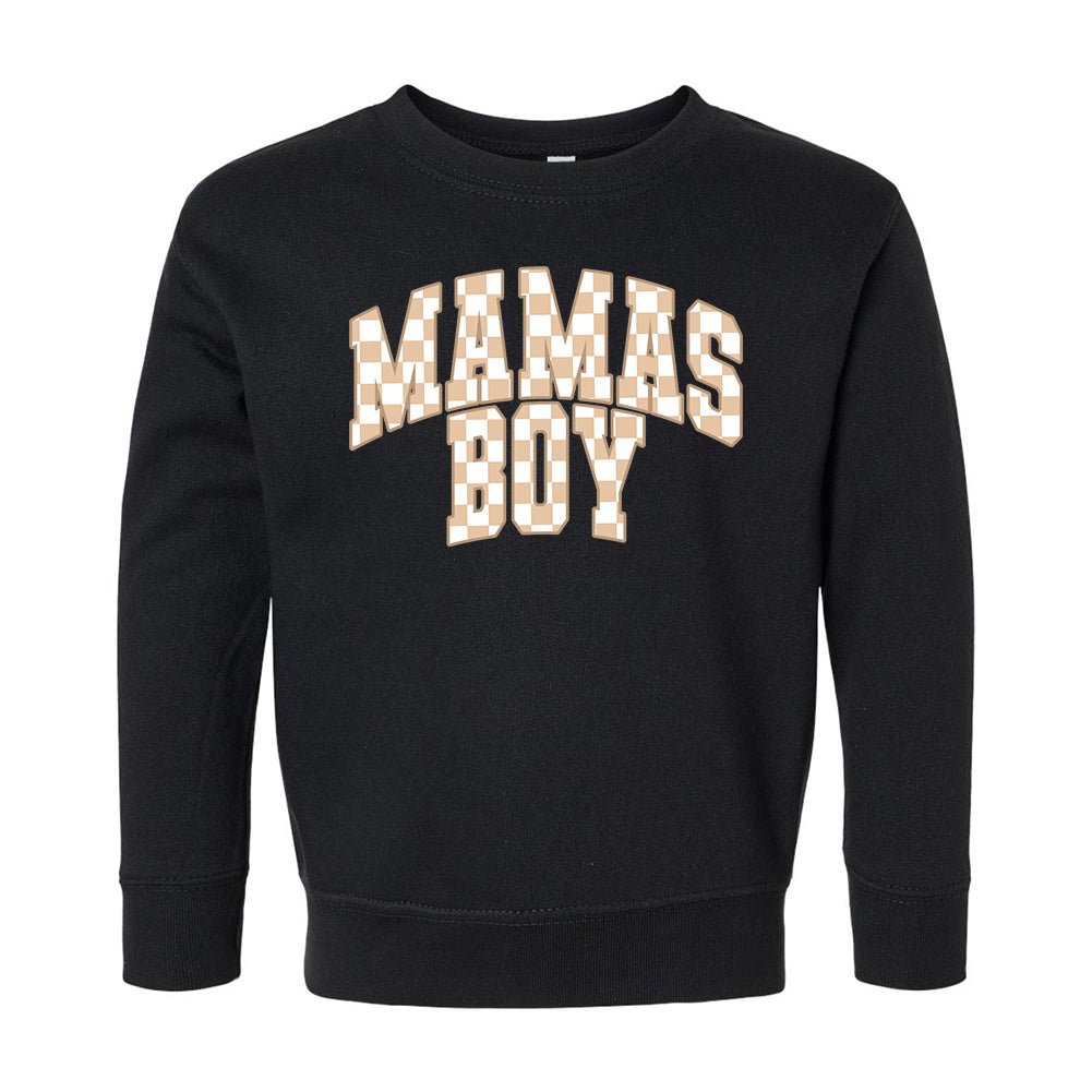 Toddler 'Mini/Mama's Boy Tan Check' Crewneck Sweatshirt