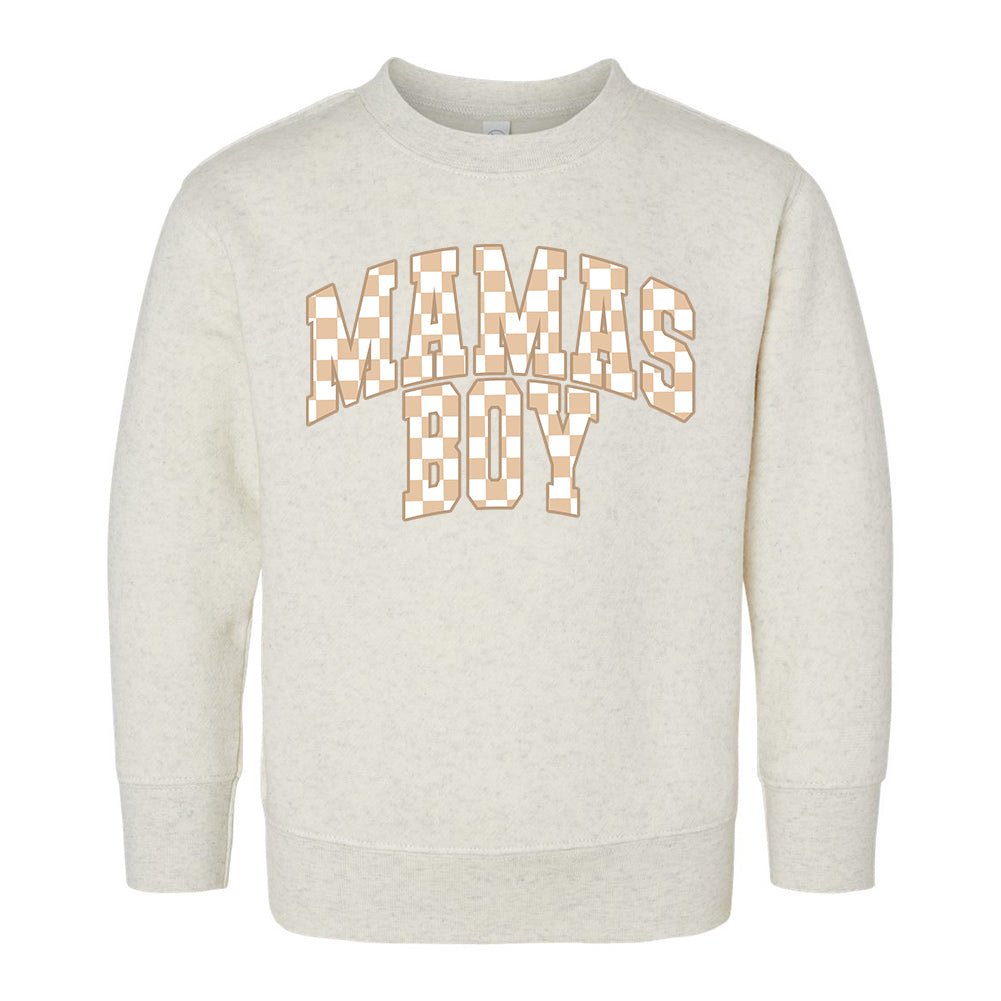 Toddler 'Mini/Mama's Boy Tan Check' Crewneck Sweatshirt