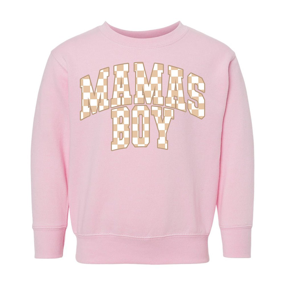 Toddler 'Mini/Mama's Boy Tan Check' Crewneck Sweatshirt