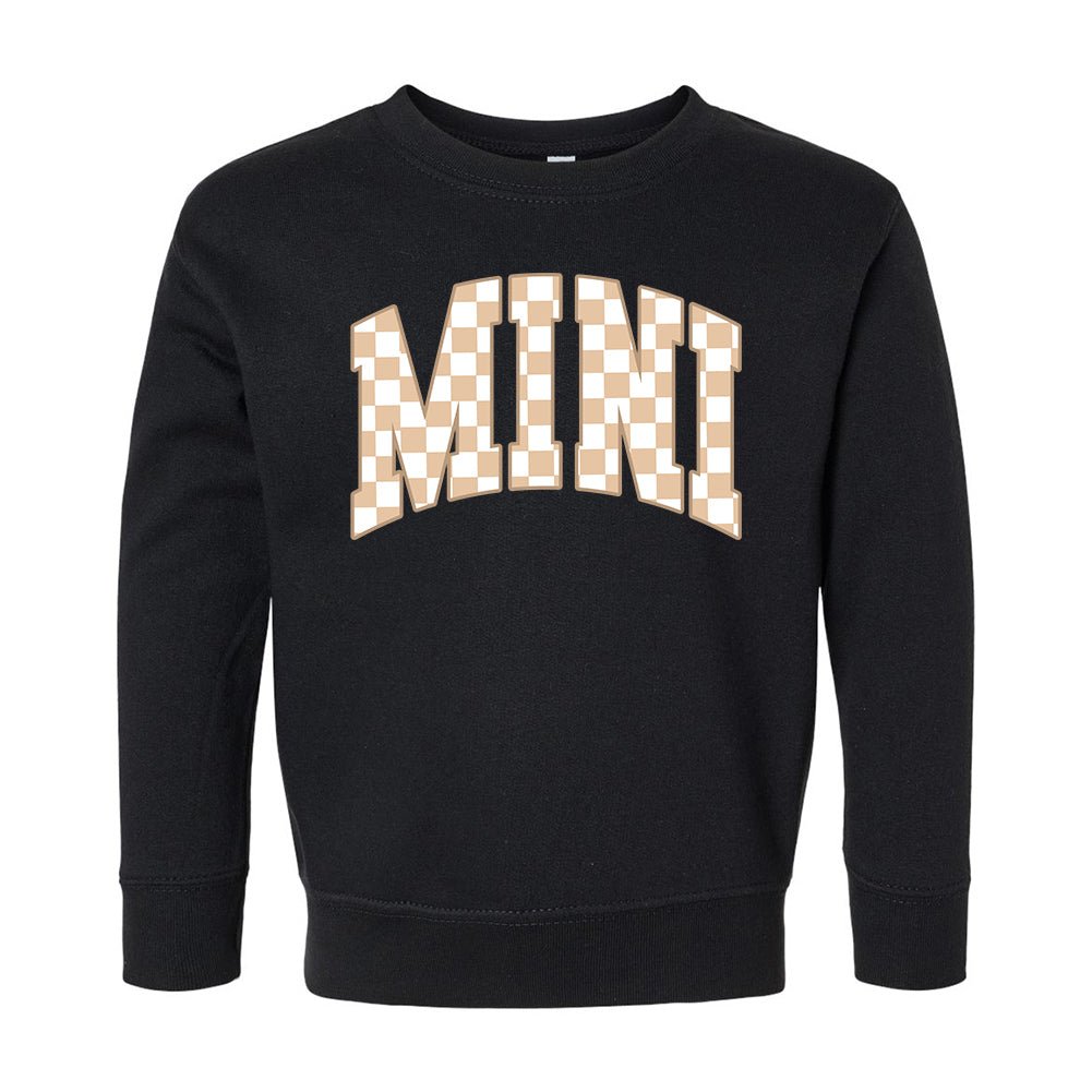 Toddler 'Mini/Mama's Boy Tan Check' Crewneck Sweatshirt