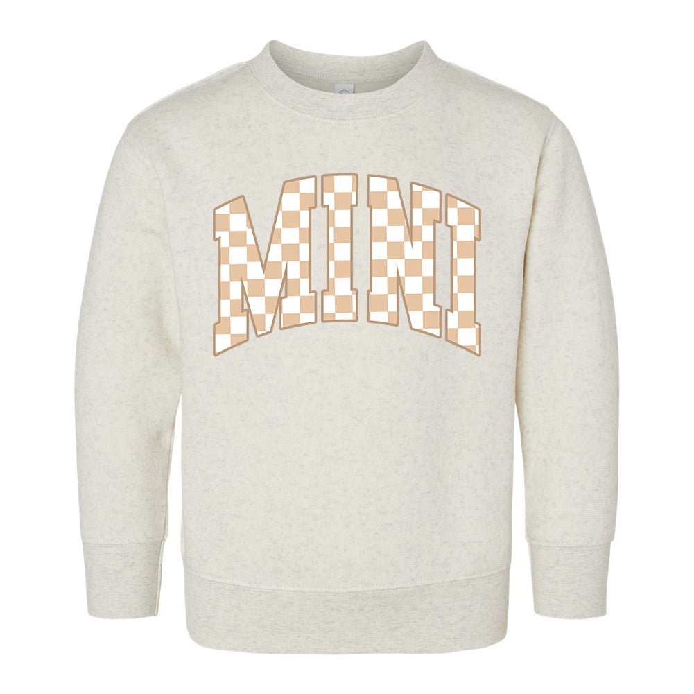 Toddler 'Mini/Mama's Boy Tan Check' Crewneck Sweatshirt