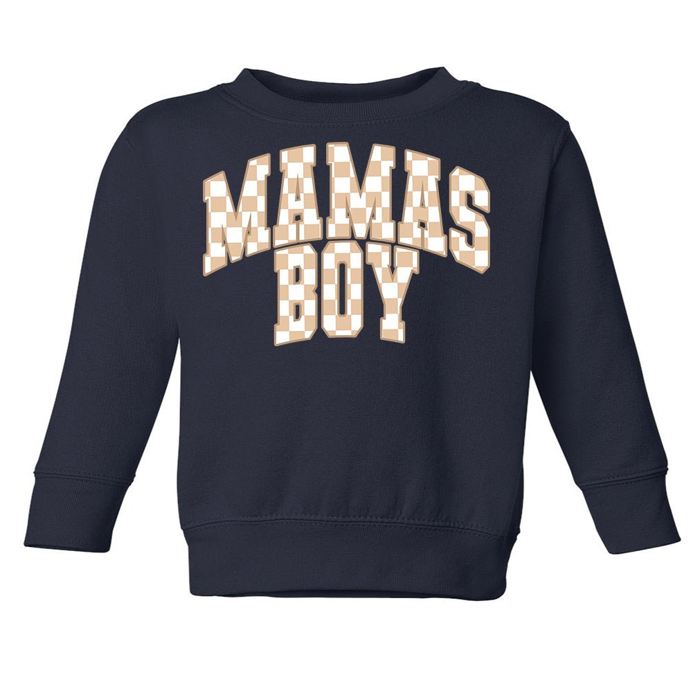 Toddler 'Mini/Mama's Boy Tan Check' Crewneck Sweatshirt
