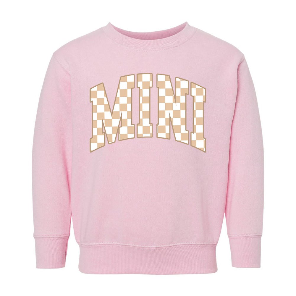 Toddler 'Mini/Mama's Boy Tan Check' Crewneck Sweatshirt