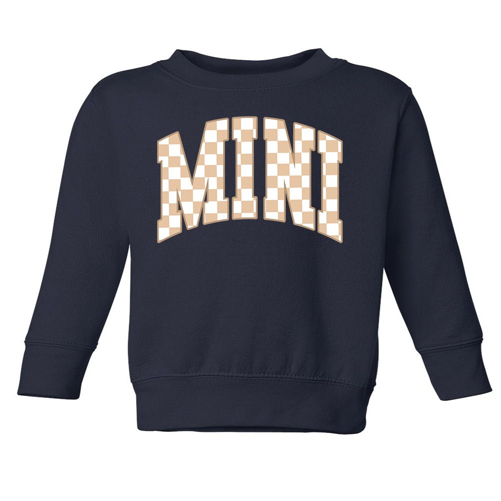 Toddler 'Mini/Mama's Boy Tan Check' Crewneck Sweatshirt